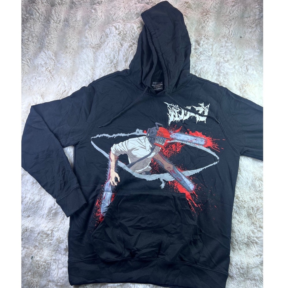 BoxLunch Chainsaw Man Denji Graphic Hoodie Black Mens Small Anime A24